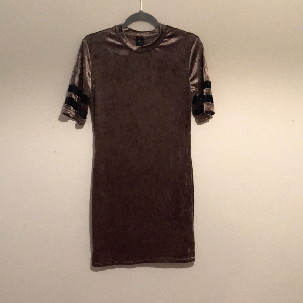 Tan and black velvet dress